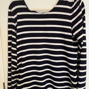 TALBOTS Black & White Striped Top Sz Med